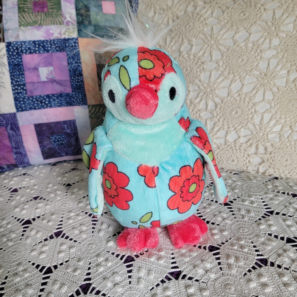 Douglas Cuddle Toys pink and blue floral flower penguin styffed animal 4252 2014